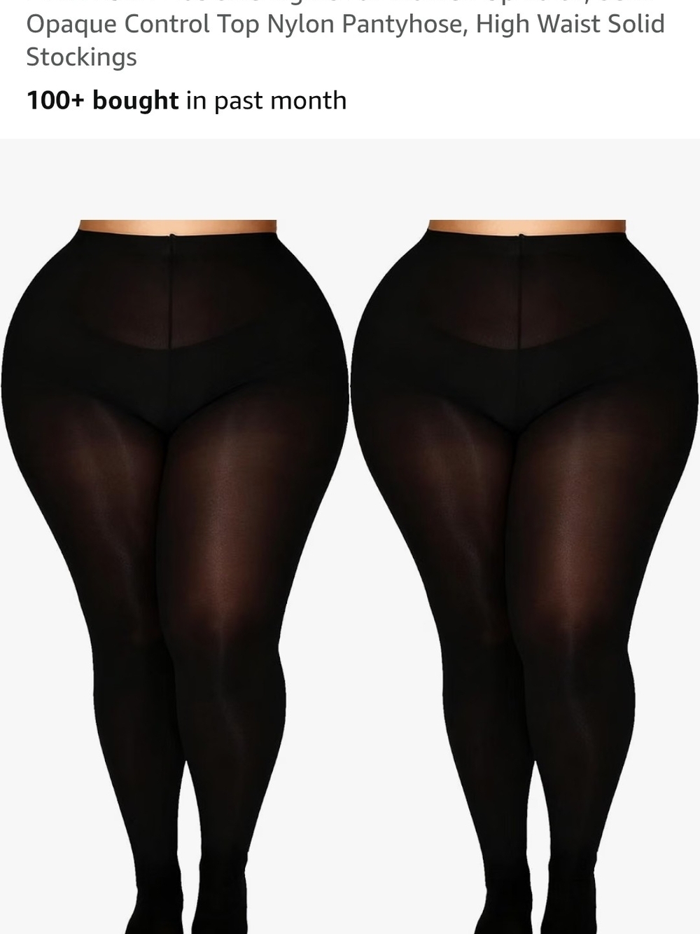Opaque High-Waist Control Top Nylon Pantyhose - Black